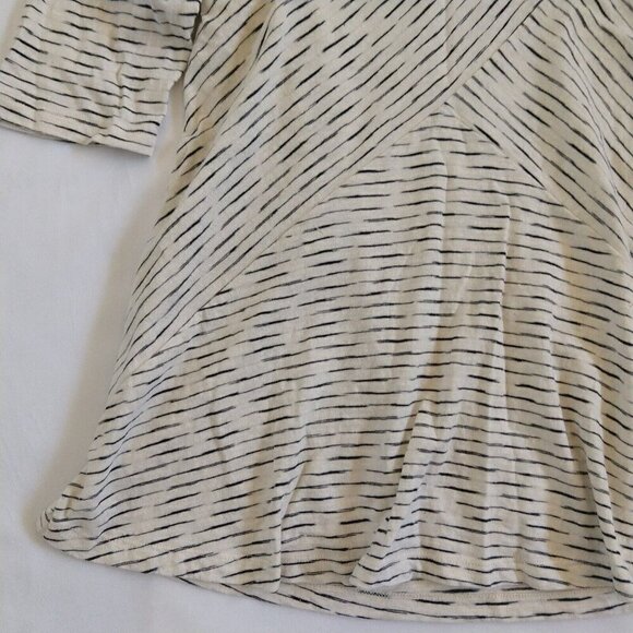 Habitat Women's Top Size XS Cream Gray Stripe Half Sleeve Swing Jersey Knit - Picture 5 of 10